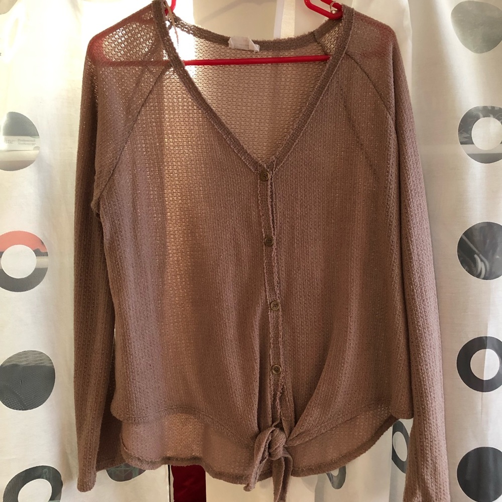 Waffle knit long sleeve shirt